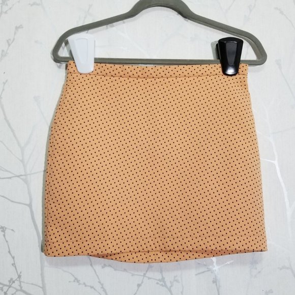 Zara Peach Dotted Short Pencil Skirt - Picture 1 of 2
